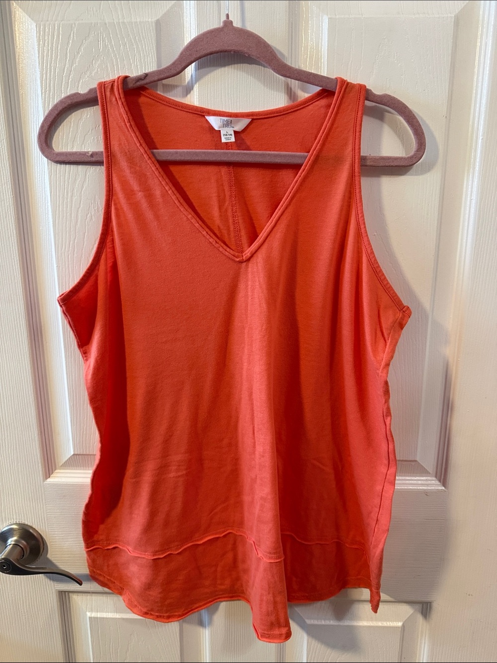 Time and Tru Coral V-Neck Sleeveless Tank Top